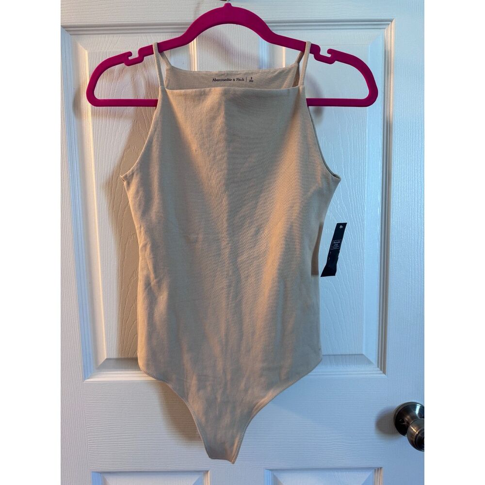 NWT Abercrombie & Fitch SoftAF Square Neck Bodysuit Cream S